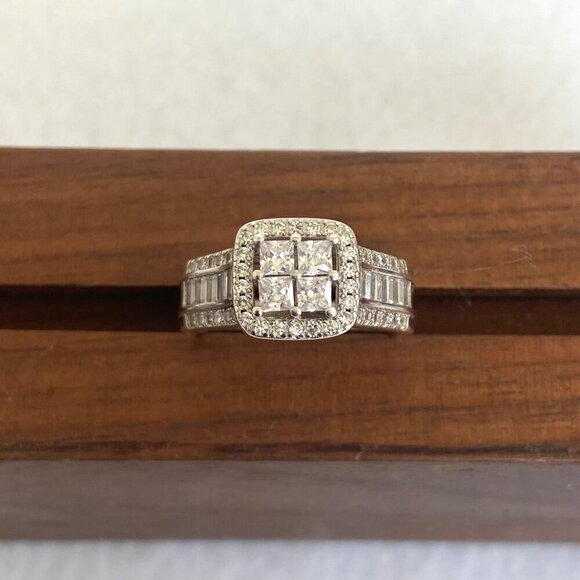 Sterling Silver 925 FZN Multi Stone Cubic Zirconia Engagement Ring Sz 6.75 - Picture 4 of 16